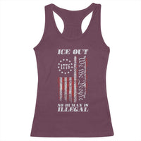 Ice Out No Human Is Illegal Racerback Tank Top Vintage Old 1776 US Flag