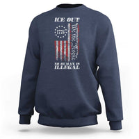Ice Out No Human Is Illegal Sweatshirt Vintage Old 1776 US Flag
