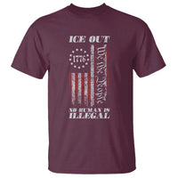 Ice Out No Human Is Illegal T Shirt Vintage Old 1776 US Flag
