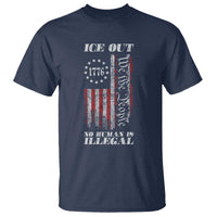 Ice Out No Human Is Illegal T Shirt Vintage Old 1776 US Flag