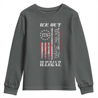 Ice Out No Human Is Illegal Youth Sweatshirt Vintage Old 1776 US Flag