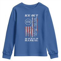 Ice Out No Human Is Illegal Youth Sweatshirt Vintage Old 1776 US Flag