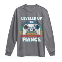 Leveled Up To Fiance Long Sleeve Shirt Retro Newly Engaged Gifts For Him
