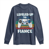 Leveled Up To Fiance Long Sleeve Shirt Retro Newly Engaged Gifts For Him