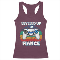 Leveled Up To Fiance Racerback Tank Top Retro Newly Engaged Gifts For Him