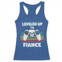 Leveled Up To Fiance Racerback Tank Top Retro Newly Engaged Gifts For Him