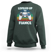 Leveled Up To Fiance Sweatshirt Retro Newly Engaged Gifts For Him