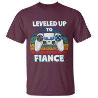 Leveled Up To Fiance T Shirt Retro Newly Engaged Gifts For Him