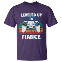 Leveled Up To Fiance T Shirt Retro Newly Engaged Gifts For Him