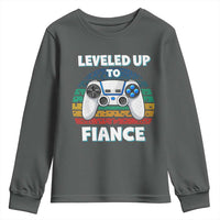 Leveled Up To Fiance Youth Sweatshirt Retro Newly Engaged Gifts For Him