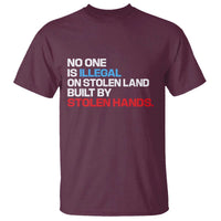 No One Is Illegal On Stolen Land T Shirt Built by Stolen Hands