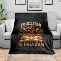 Black History Education Is Freedom Throw Blanket Retro Books Afro African American Heritage