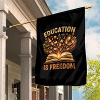 Black History Education Is Freedom Garden Flag Retro Books Afro African American Heritage
