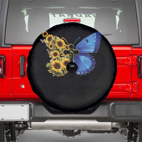 Sunflower Butterfly Ukraine Flag Spare Tire Cover