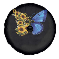 Sunflower Butterfly Ukraine Flag Spare Tire Cover