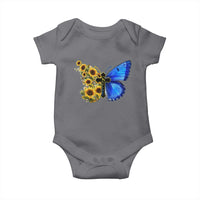 Sunflower Butterfly Ukraine Flag Baby Onesie