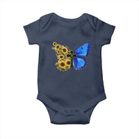 Sunflower Butterfly Ukraine Flag Baby Onesie