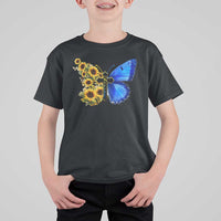 Sunflower Butterfly Ukraine Flag T Shirt For Kid
