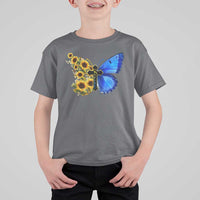 Sunflower Butterfly Ukraine Flag T Shirt For Kid