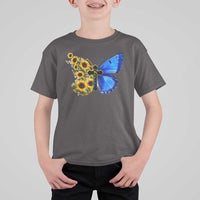Sunflower Butterfly Ukraine Flag T Shirt For Kid