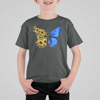 Sunflower Butterfly Ukraine Flag T Shirt For Kid