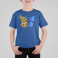 Sunflower Butterfly Ukraine Flag T Shirt For Kid