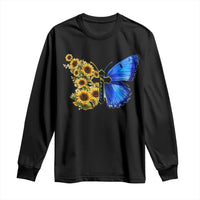 Sunflower Butterfly Ukraine Flag Long Sleeve Shirt