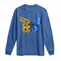 Sunflower Butterfly Ukraine Flag Long Sleeve Shirt