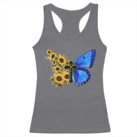 Sunflower Butterfly Ukraine Flag Racerback Tank Top