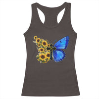 Sunflower Butterfly Ukraine Flag Racerback Tank Top