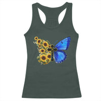 Sunflower Butterfly Ukraine Flag Racerback Tank Top