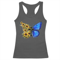 Sunflower Butterfly Ukraine Flag Racerback Tank Top