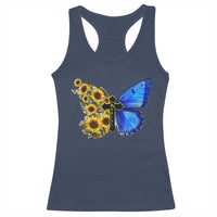 Sunflower Butterfly Ukraine Flag Racerback Tank Top