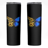 Sunflower Butterfly Ukraine Flag Skinny Tumbler