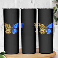 Sunflower Butterfly Ukraine Flag Skinny Tumbler