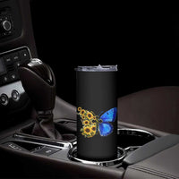 Sunflower Butterfly Ukraine Flag Skinny Tumbler