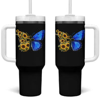 Sunflower Butterfly Ukraine Flag Tumbler With Handle