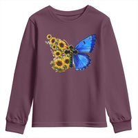 Sunflower Butterfly Ukraine Flag Youth Sweatshirt