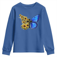 Sunflower Butterfly Ukraine Flag Youth Sweatshirt
