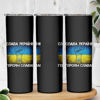 Ukraine Flag Skinny Tumbler Glory to the Heroes Ukrainian Patriot Patriotic