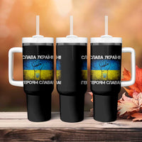 Ukraine Flag Tumbler With Handle Glory to the Heroes Ukrainian Patriot Patriotic