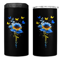 Sunflower Ukraine Flag 4 in 1 Can Cooler Tumbler Ukrainian Butterflies Flowers