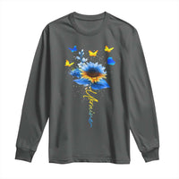Sunflower Ukraine Flag Long Sleeve Shirt Ukrainian Butterflies Flowers