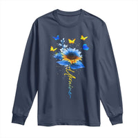 Sunflower Ukraine Flag Long Sleeve Shirt Ukrainian Butterflies Flowers