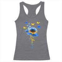 Sunflower Ukraine Flag Racerback Tank Top Ukrainian Butterflies Flowers