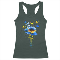 Sunflower Ukraine Flag Racerback Tank Top Ukrainian Butterflies Flowers