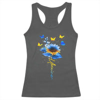 Sunflower Ukraine Flag Racerback Tank Top Ukrainian Butterflies Flowers