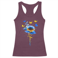 Sunflower Ukraine Flag Racerback Tank Top Ukrainian Butterflies Flowers