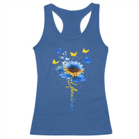 Sunflower Ukraine Flag Racerback Tank Top Ukrainian Butterflies Flowers