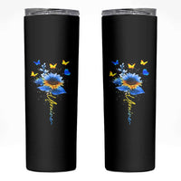 Sunflower Ukraine Flag Skinny Tumbler Ukrainian Butterflies Flowers